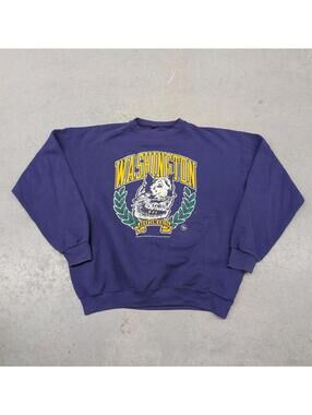 Vintage 90s Washington Huskies NCAA Boxy Purple Sweater